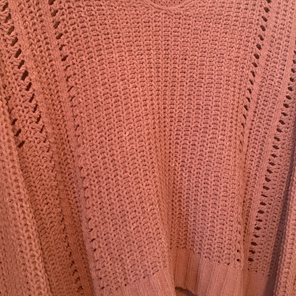 Eclipse Dusty Pink Knit Long Sleeve Scoop Neck Cropped Sweater Size XL - Picture 5 of 6